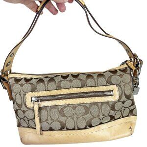 Coach Demi 2005 Y2K Signature Logo Monogram Canvas Leather Shoulder Bag #9363